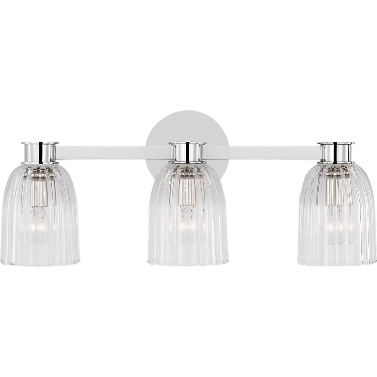 AERIN Asalea Triple Vanity Light in Polished Nickel with Clear Glass W21" x H8.5" x E7"