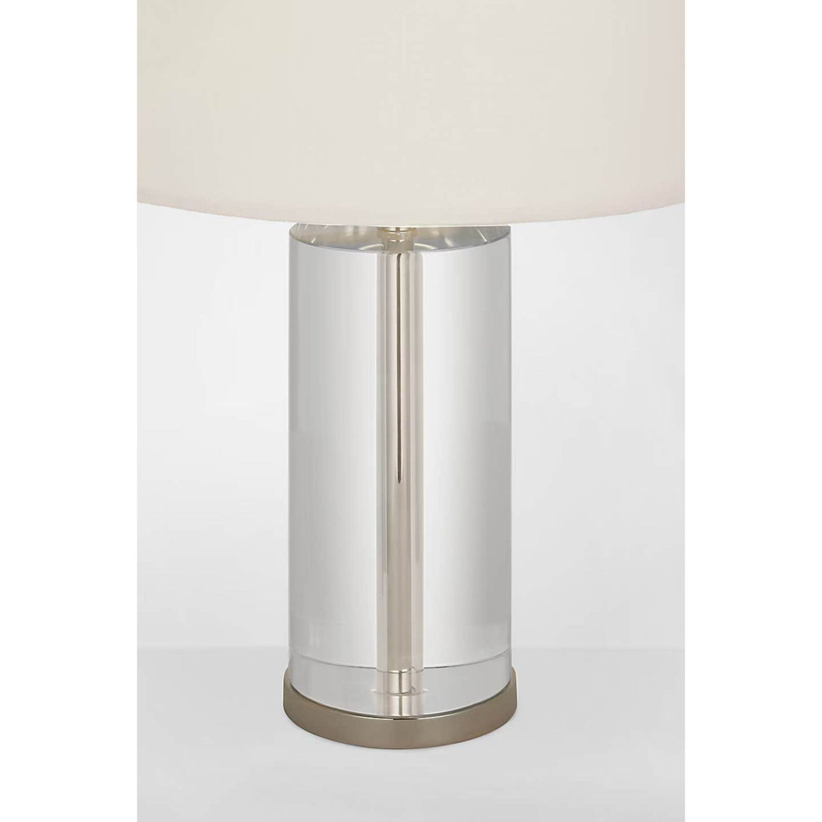 AERIN Lineham 16" Cordless Accent Lamp in Crystal and Polished Nickel with Linen Shade W10.5" x H16"