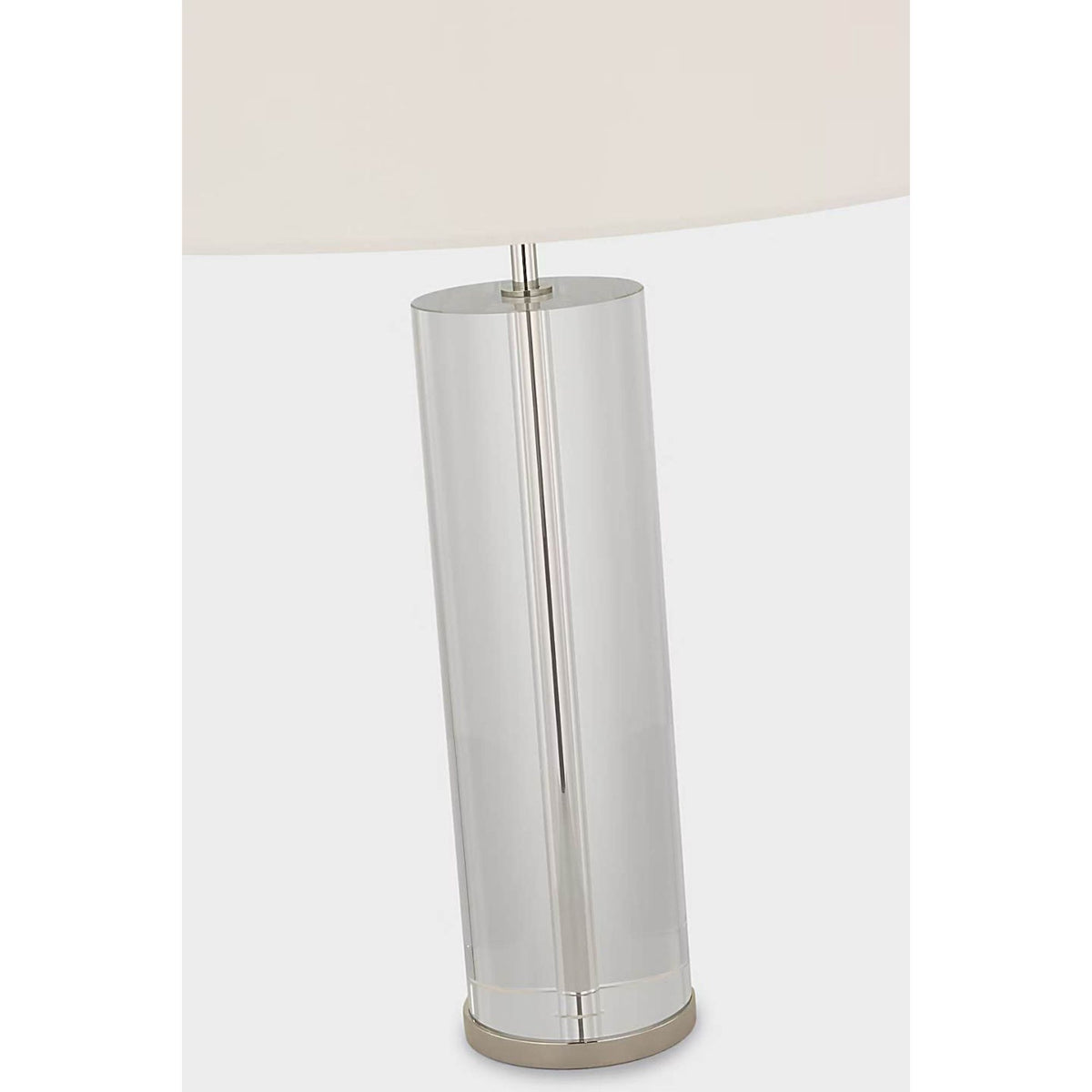 AERIN Lineham Cordless Table Lamp in Crystal and Polished Nickel with Linen Shade W18" x H29.5"