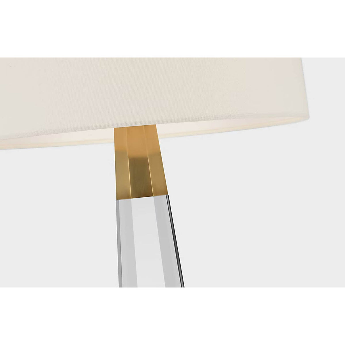 AERIN Olsen Cordless Table Lamp in Crystal and Hand-Rubbed Antique Brass with Linen Shade W17" x H32.5"