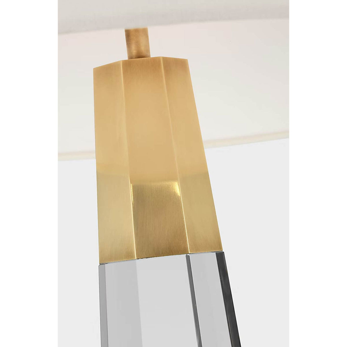 AERIN Olsen Cordless Table Lamp in Crystal and Hand-Rubbed Antique Brass with Linen Shade W17" x H32.5"