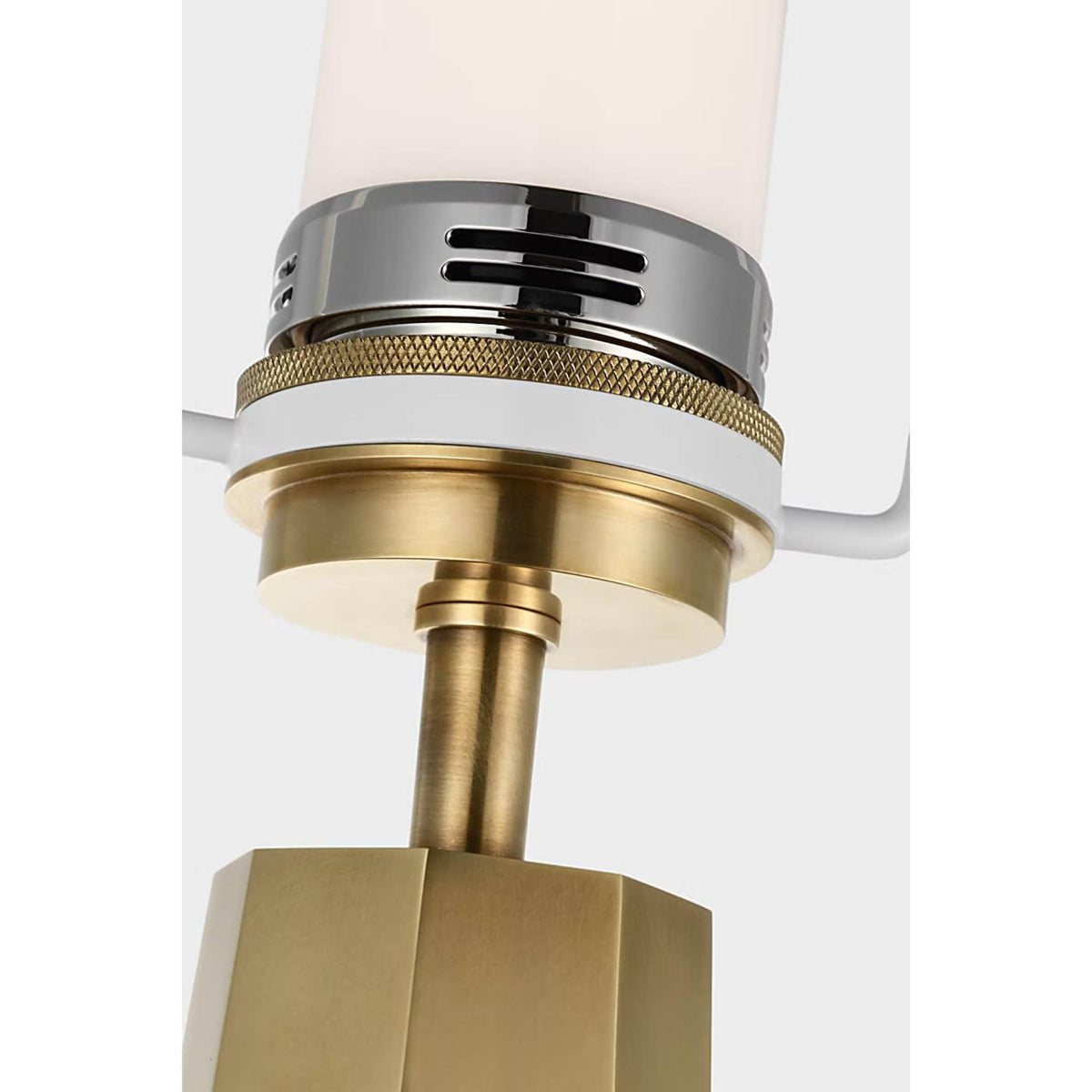 AERIN Olsen Cordless Table Lamp in Crystal and Hand-Rubbed Antique Brass with Linen Shade W17" x H32.5"