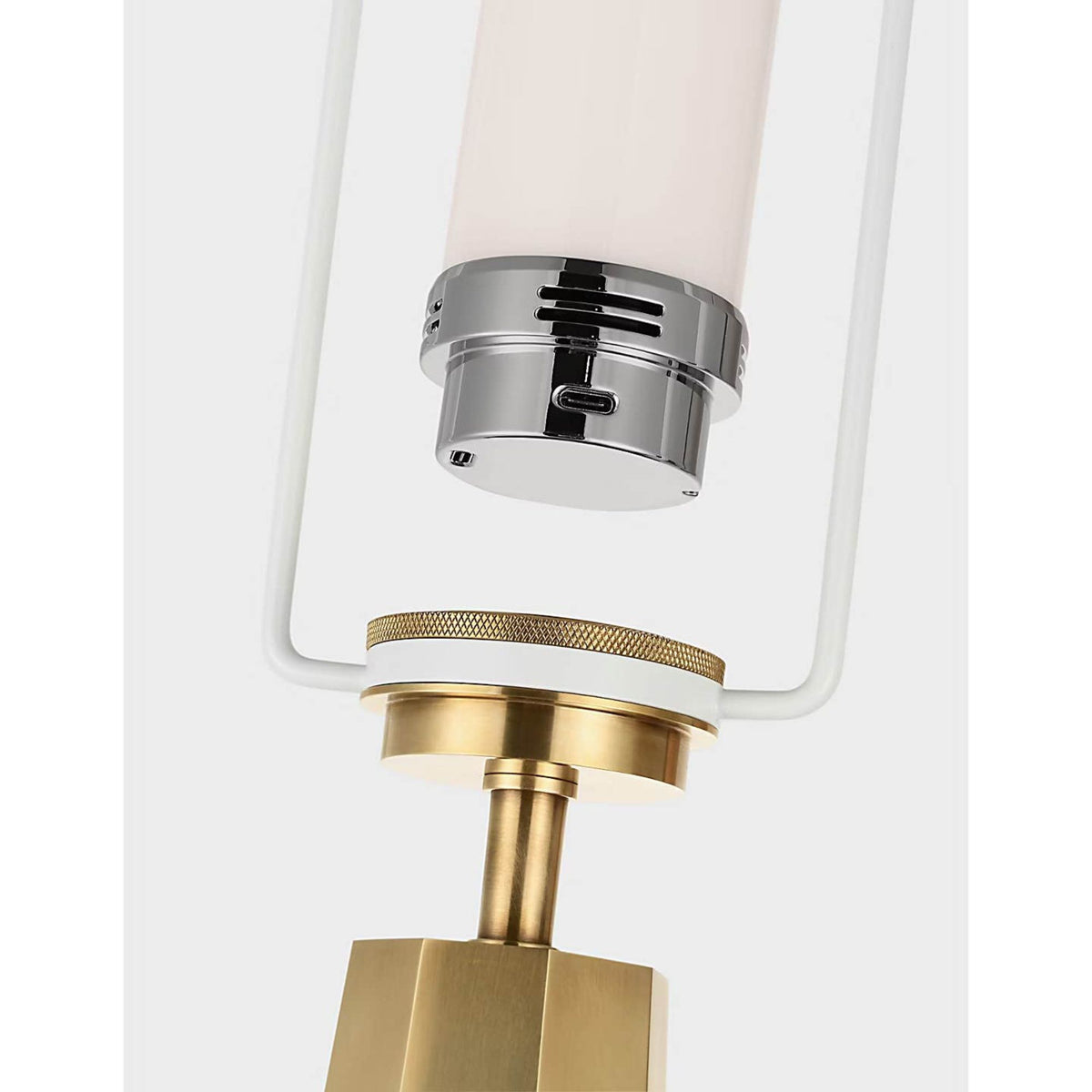 AERIN Olsen Cordless Table Lamp in Crystal and Hand-Rubbed Antique Brass with Linen Shade W17" x H32.5"