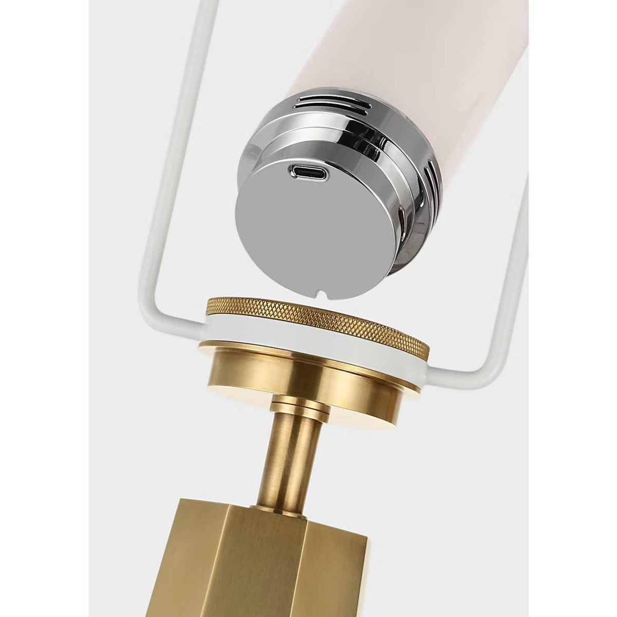 AERIN Olsen Cordless Table Lamp in Crystal and Hand-Rubbed Antique Brass with Linen Shade W17" x H32.5"