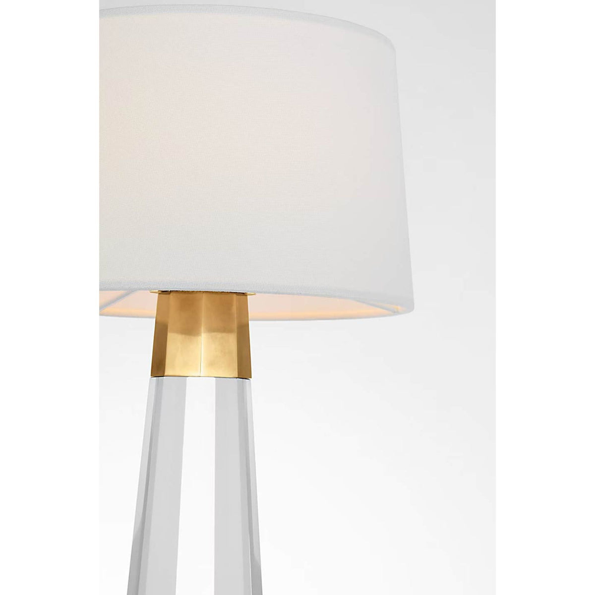 AERIN Olsen 15" Cordless Accent Lamp in Crystal and Hand-Rubbed Antique Brass with Linen Shade W9.5" x H15"