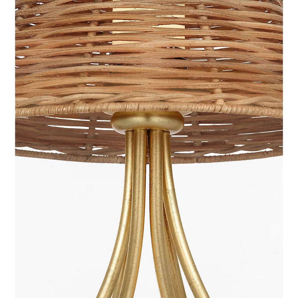 AERIN Jeanne 13" Cordless Accent Lamp in Gild with Natural Wicker Shade W9.75" x H13.25"