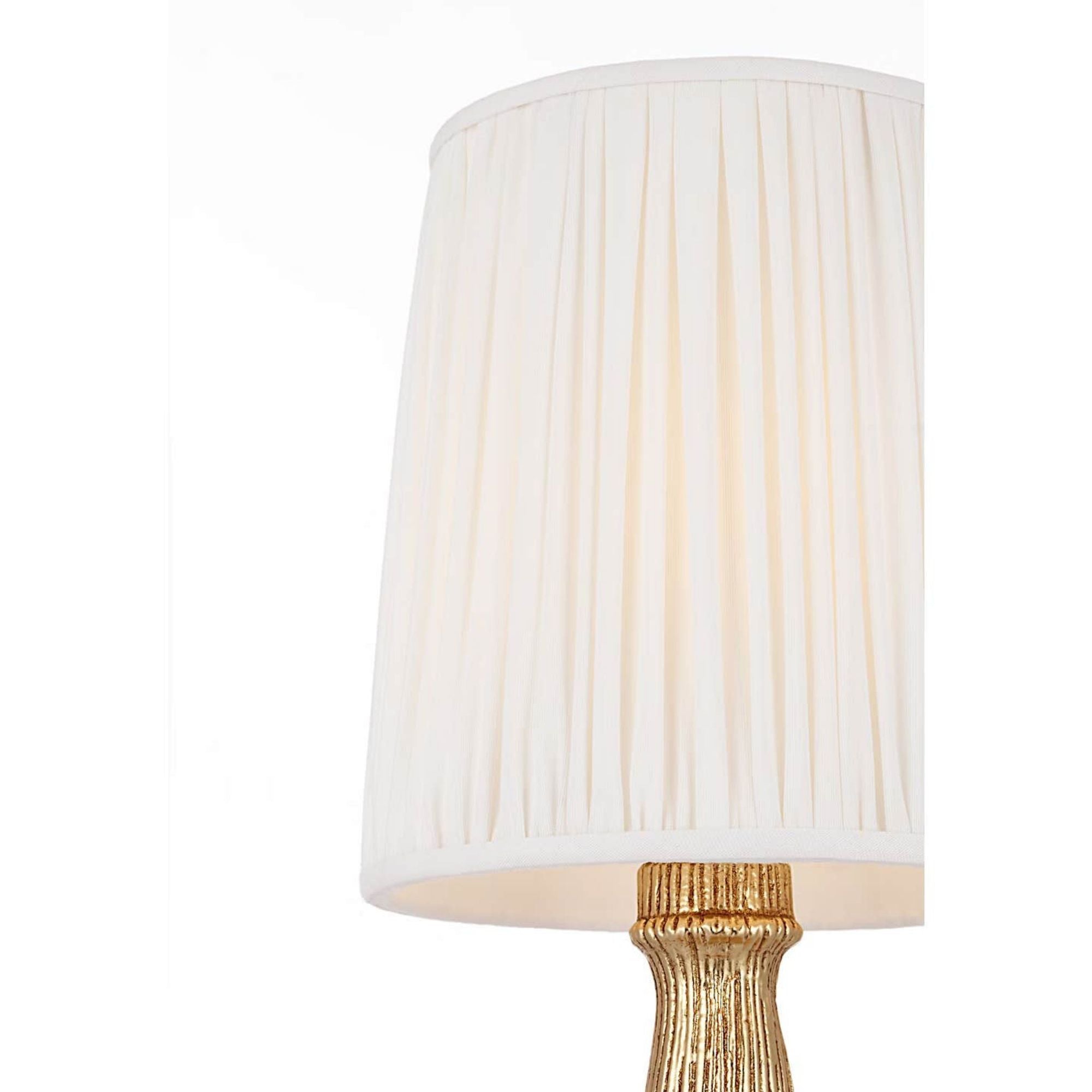 AERIN Ovid 14" Cordless Accent Lamp in Gold Lustre with Silk Pleated Shade W6.75" x H14"