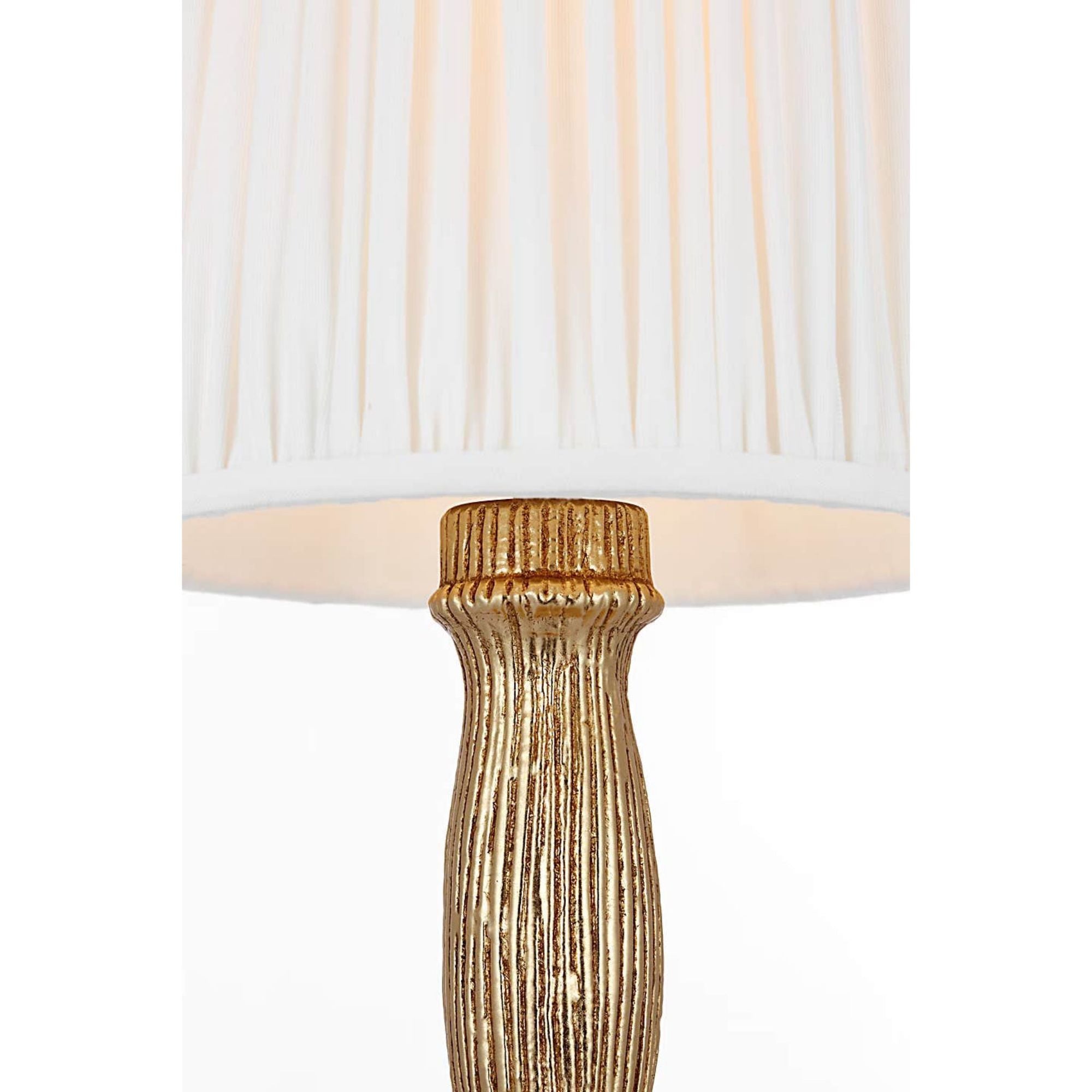 AERIN Ovid 14" Cordless Accent Lamp in Gold Lustre with Silk Pleated Shade W6.75" x H14"