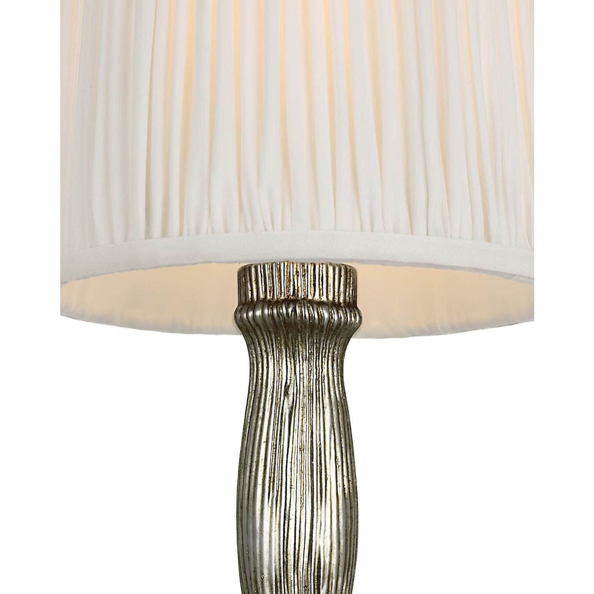 AERIN Ovid 14" Cordless Accent Lamp in Silver Lustre with Silk Pleated Shade W6.75" x H14"