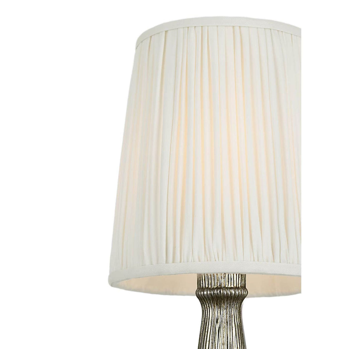 AERIN Ovid 14" Cordless Accent Lamp in Silver Lustre with Silk Pleated Shade W6.75" x H14"