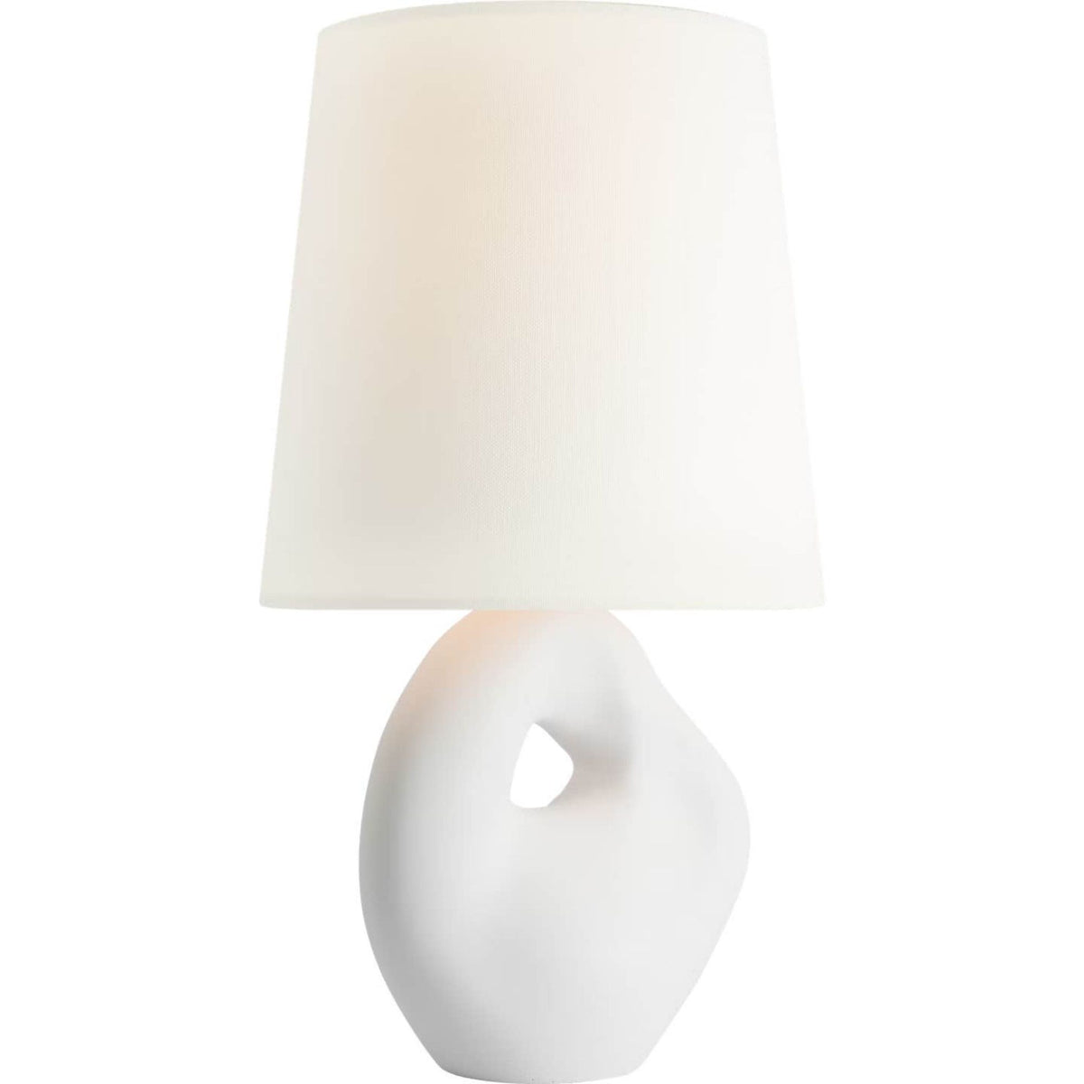 AERIN Adria 16" Table Lamp in Plaster White with Linen Shade W9" x H16"