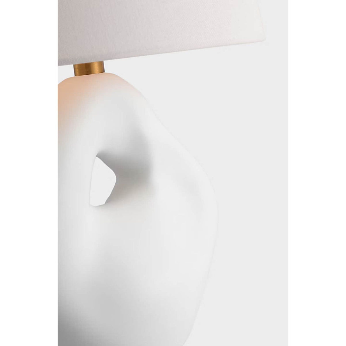 AERIN Adria 16" Table Lamp in Plaster White with Linen Shade W9" x H16"