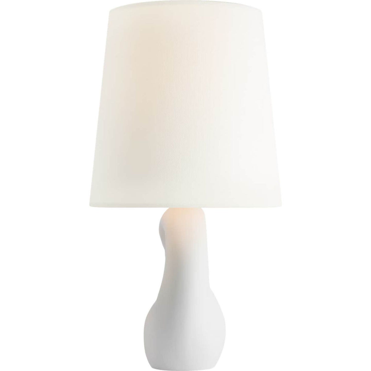 AERIN Adria 16" Table Lamp in Plaster White with Linen Shade W9" x H16"