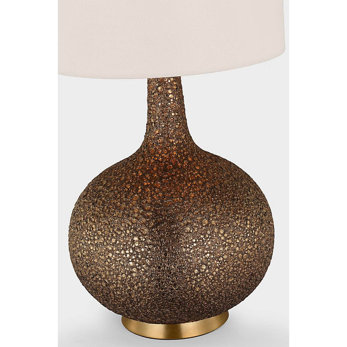 AERIN Hunlen Cordless Table Lamp in Burnt Gold with Linen Shade W8.5" x H25.25"