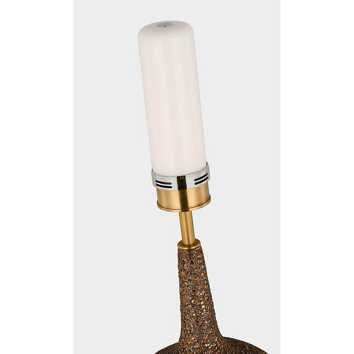 AERIN Hunlen Cordless Table Lamp in Burnt Gold with Linen Shade W8.5" x H25.25"