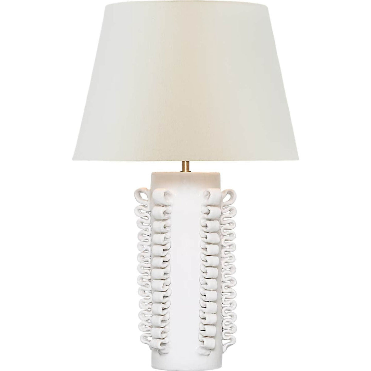 AERIN Amandine 25" Table Lamp in Glossy White Crackle with Linen Shade W15" x H24.75"