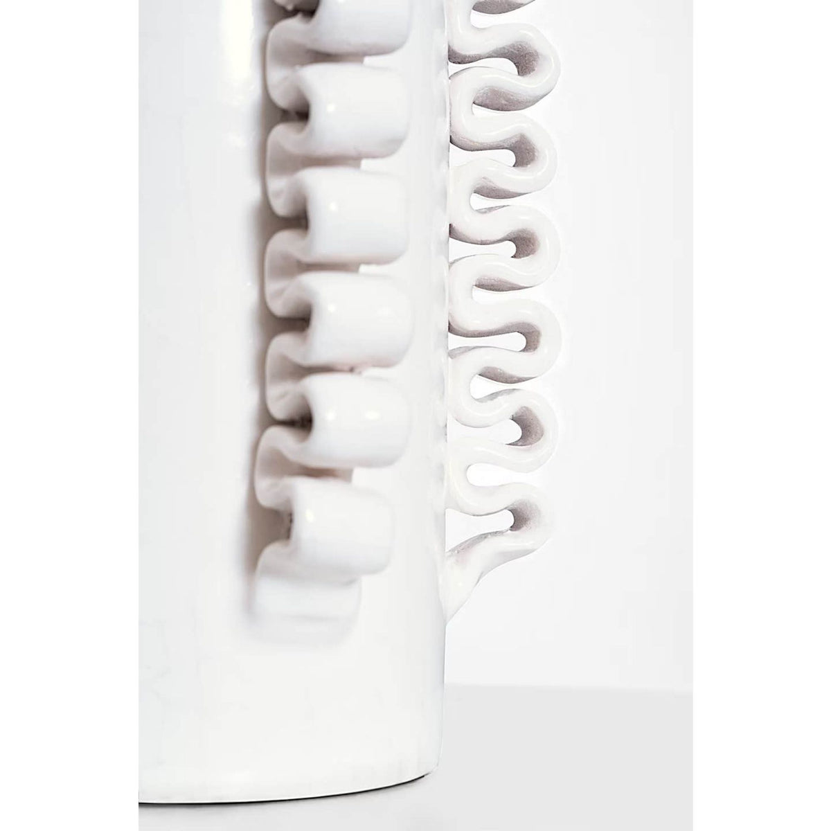 AERIN Amandine 25" Table Lamp in Glossy White Crackle with Linen Shade W15" x H24.75"