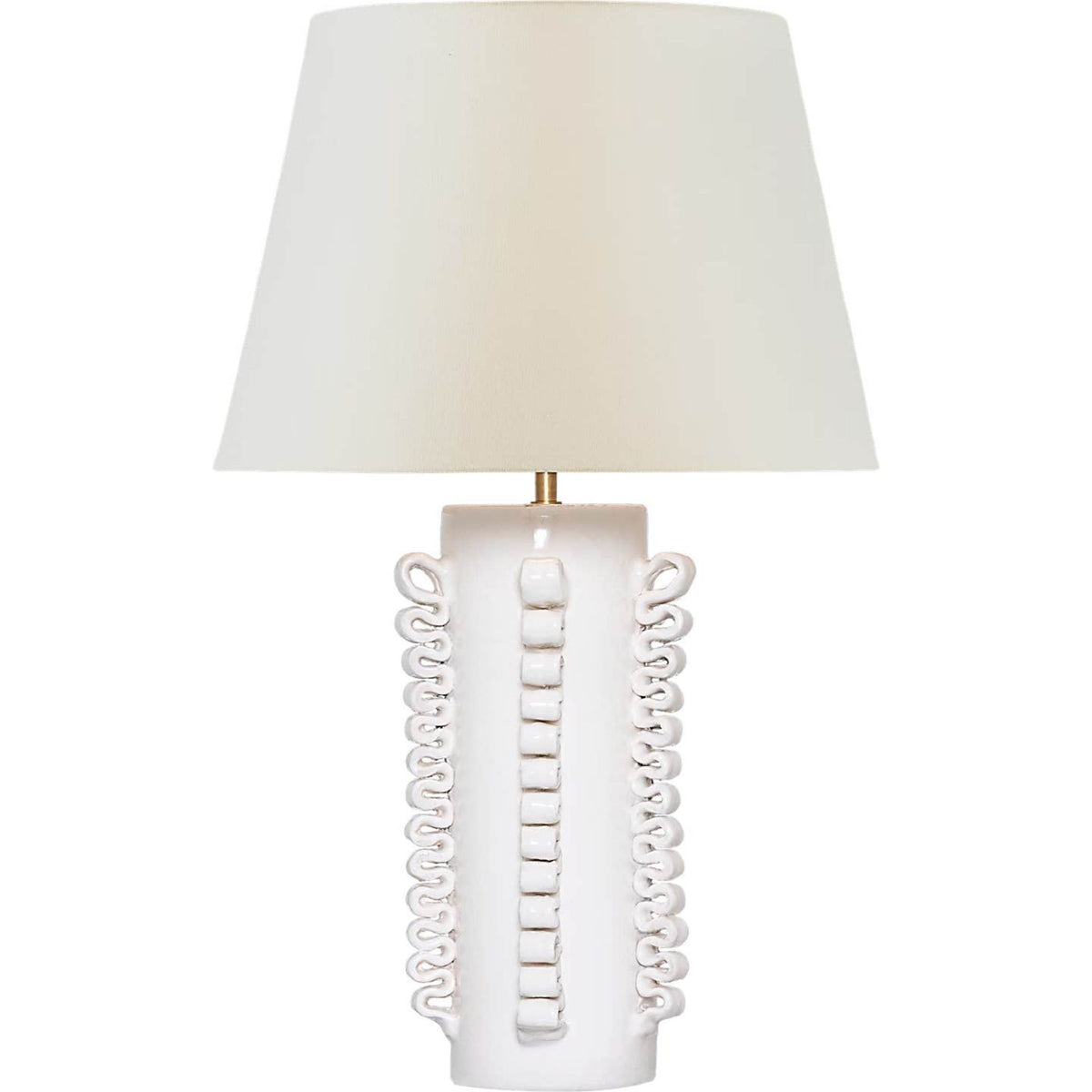 AERIN Amandine 25" Table Lamp in Glossy White Crackle with Linen Shade W15" x H24.75"