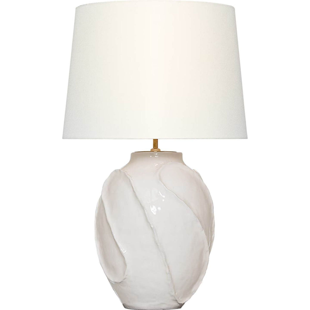 AERIN Idalia 28" Sculpted Table Lamp in Glossy White Crackle with Linen Shade W17" x H28.25"