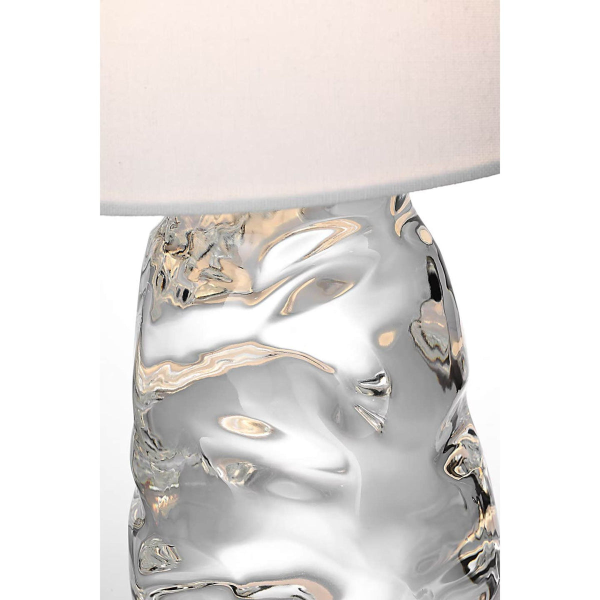 AERIN Lupin 16" Cordless Accent Lamp in Clear Glass with Linen Shade W8" x H16"