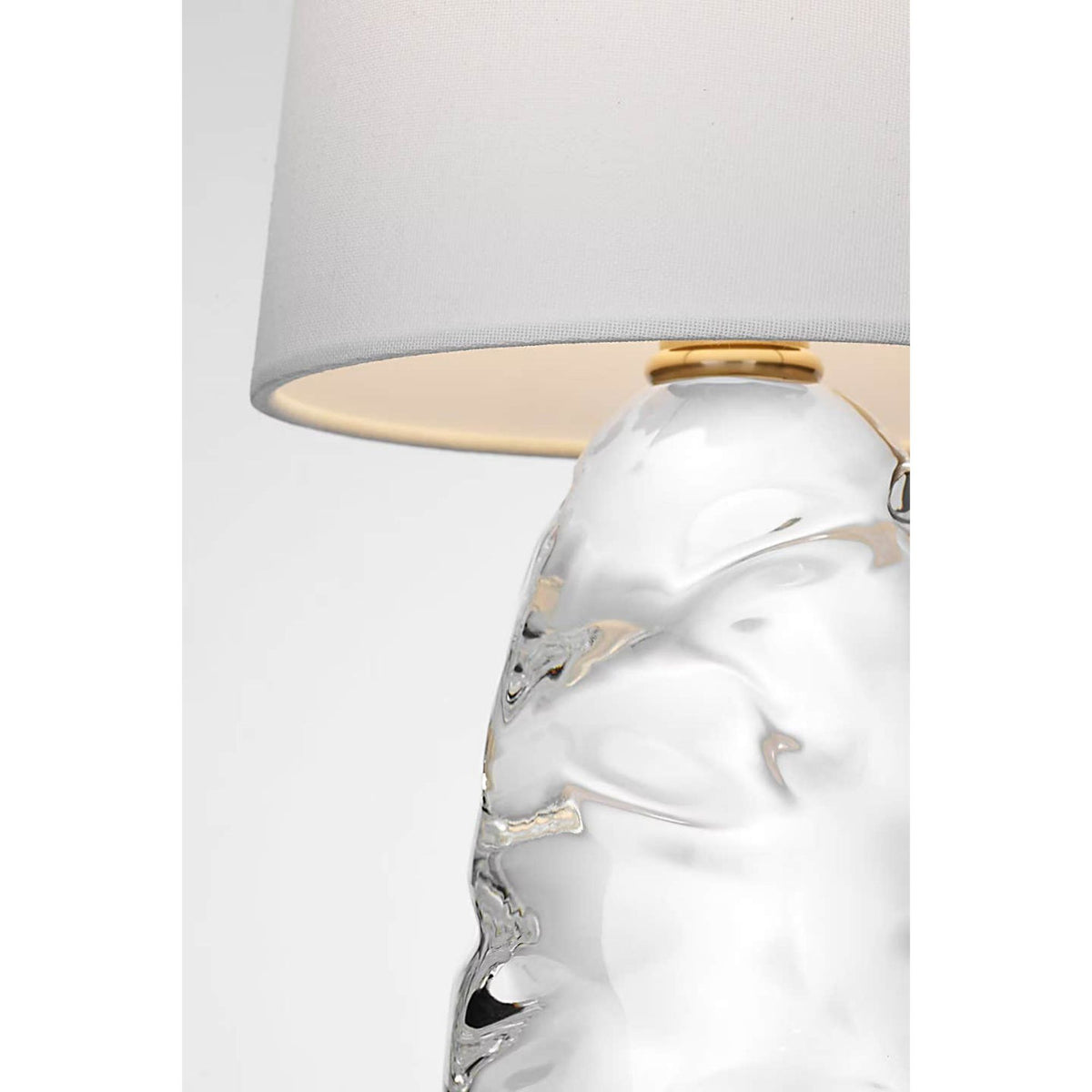 AERIN Lupin 16" Cordless Accent Lamp in Clear Glass with Linen Shade W8" x H16"