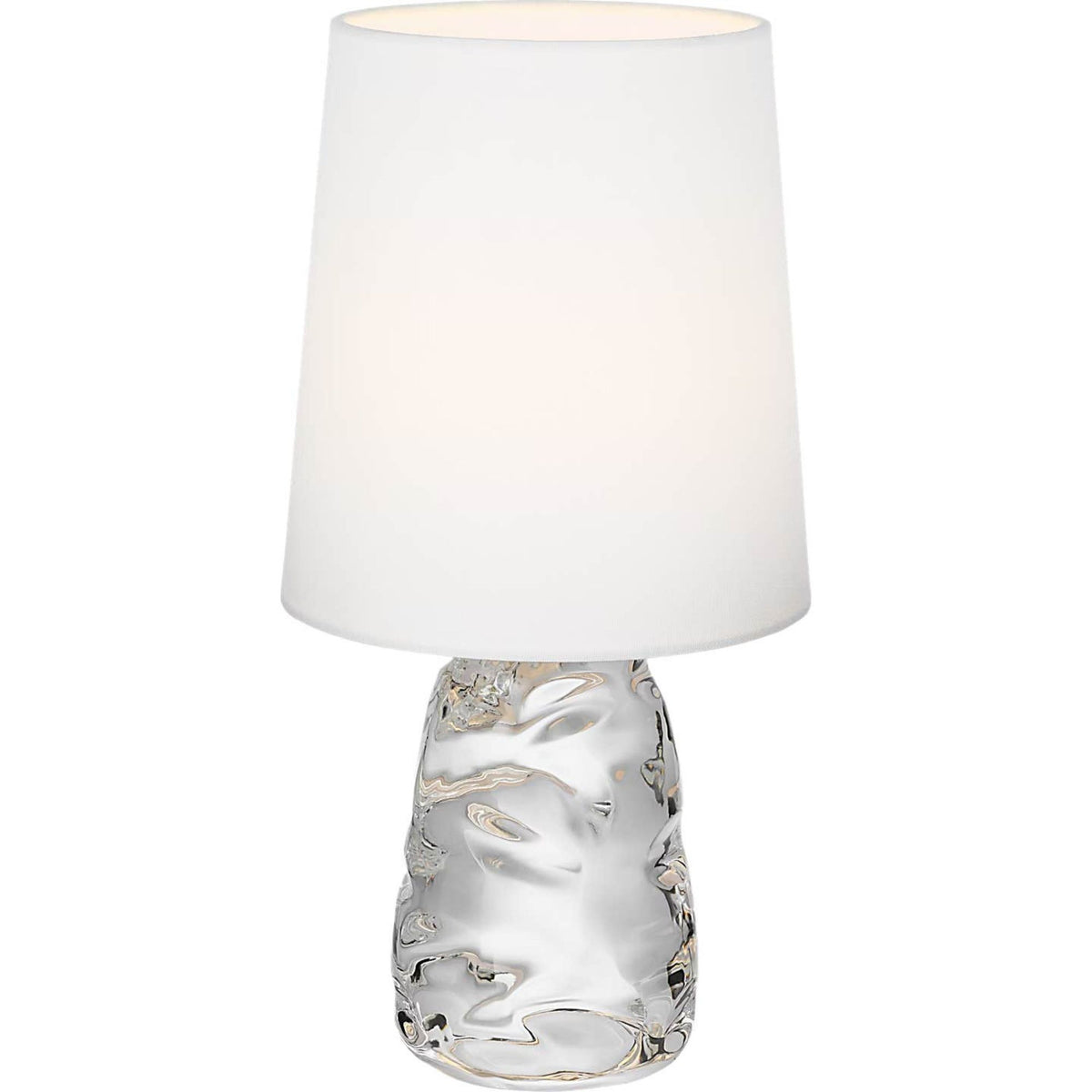 AERIN Lupin 16" Cordless Accent Lamp in Clear Glass with Linen Shade W8" x H16"