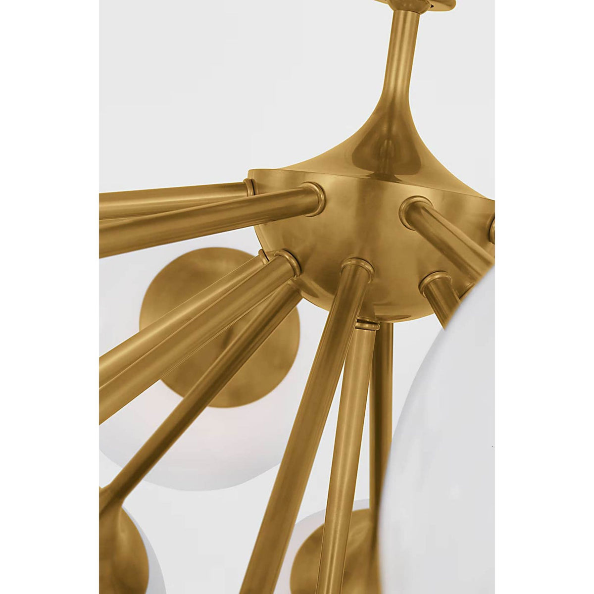 AERIN Cristol 43" Flush Mount in Hand-Rubbed Antique Brass with White Strie Glass W43.25" x H22.75"