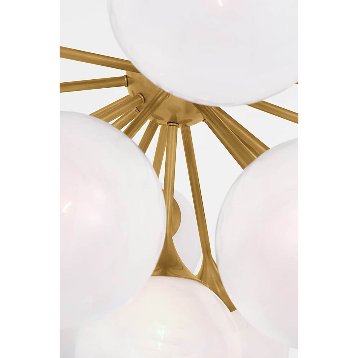 AERIN Cristol 43" Flush Mount in Hand-Rubbed Antique Brass with White Strie Glass W43.25" x H22.75"