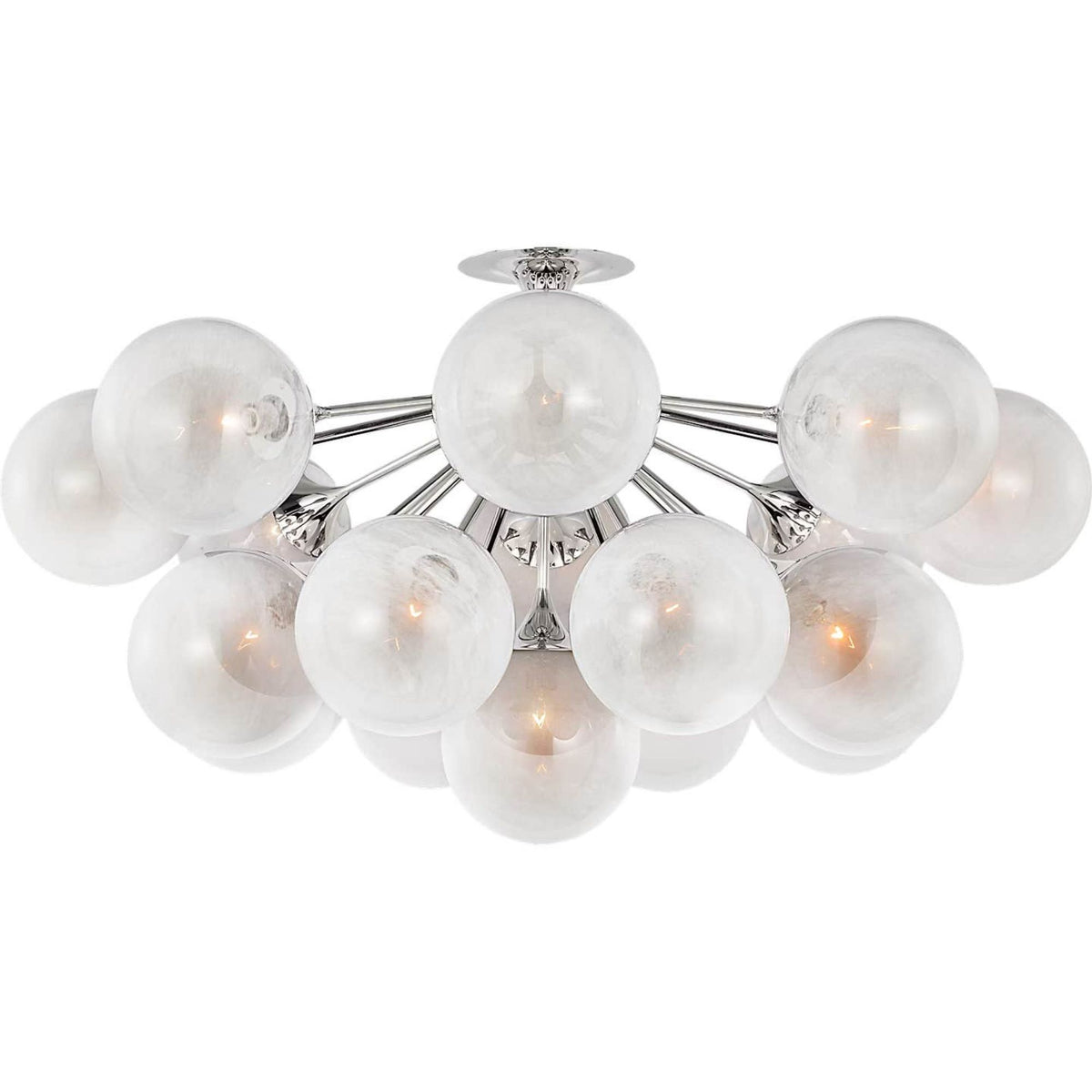 AERIN Cristol 43" Flush Mount in Polished Nickel with White Strie Glass W43.25" x H22.75"