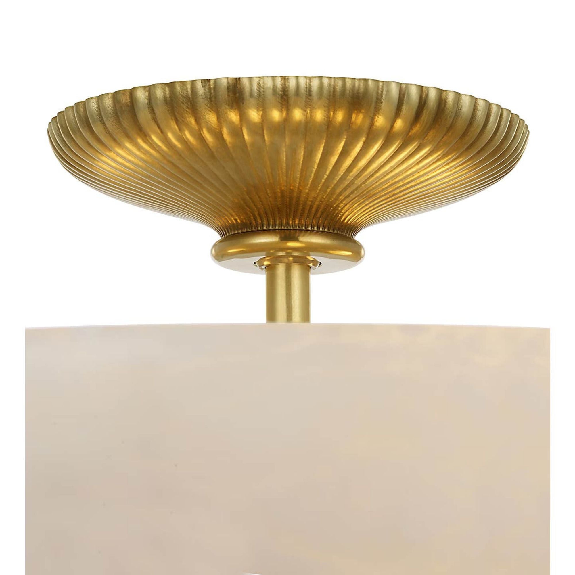 AERIN Pascal 14" Bowl Semi-Flush Mount in Hand-Rubbed Antique Brass with Alabaster W14" x H8.25"