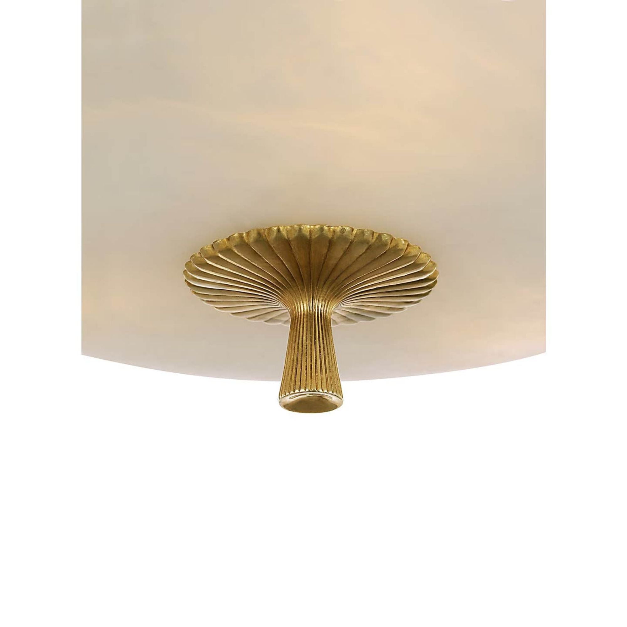 AERIN Pascal 14" Bowl Semi-Flush Mount in Hand-Rubbed Antique Brass with Alabaster W14" x H8.25"