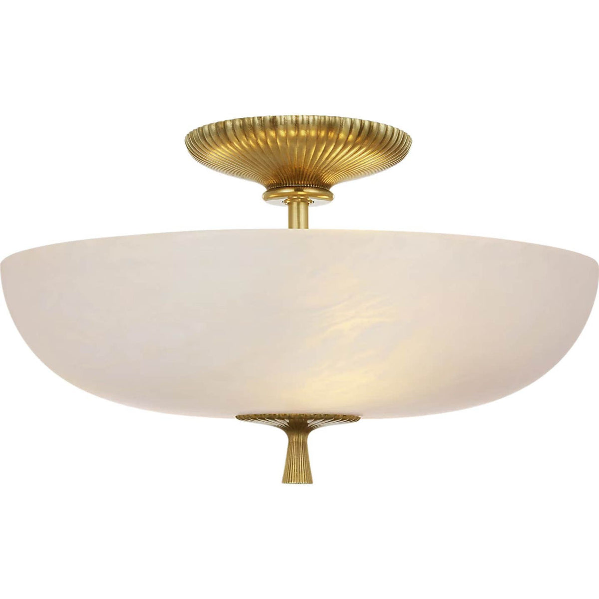 AERIN Pascal 14" Bowl Semi-Flush Mount in Hand-Rubbed Antique Brass with Alabaster W14" x H8.25"