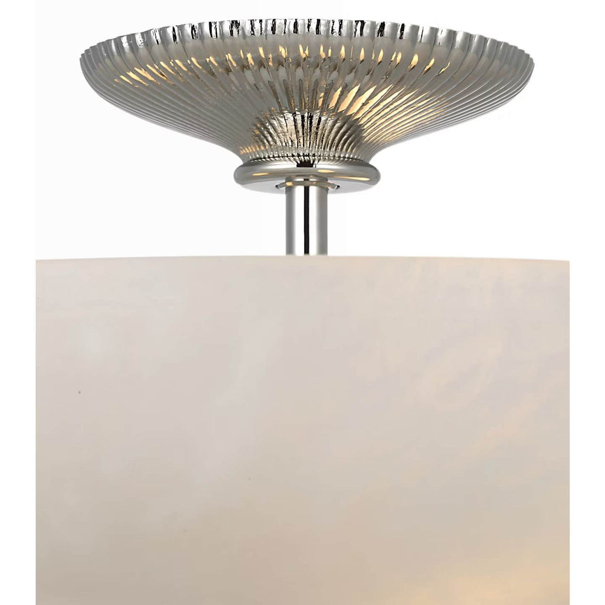AERIN Pascal 14" Bowl Semi-Flush Mount in Polished Nickel with Alabaster W14" x H8.25"