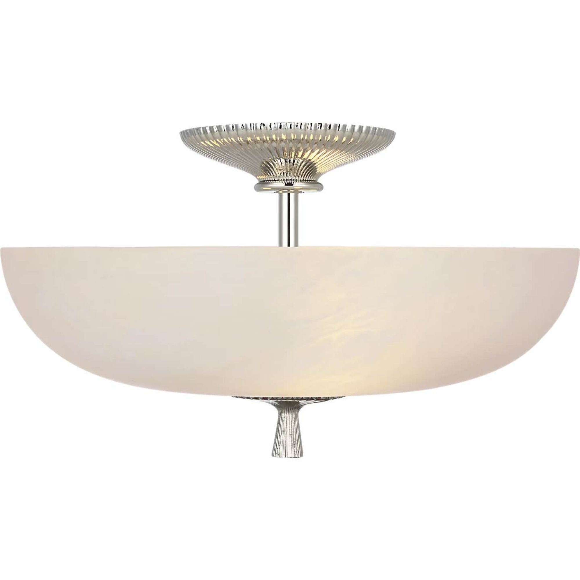AERIN Pascal 14" Bowl Semi-Flush Mount in Polished Nickel with Alabaster W14" x H8.25"