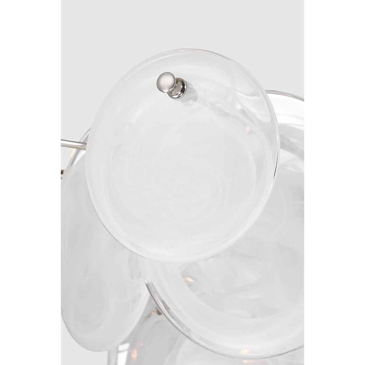 AERIN Loire Grande Flush Mount in Polished Nickel with White Strie Glass W34" x H16.5"