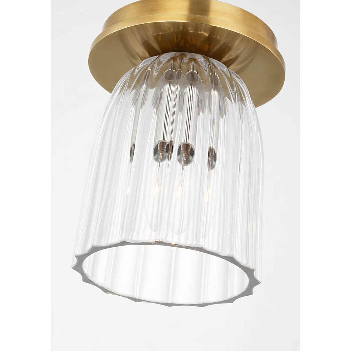AERIN Asalea 5" Solitaire Flush Mount in Hand-Rubbed Antique Brass with Clear Glass W4.5" x H6.5"
