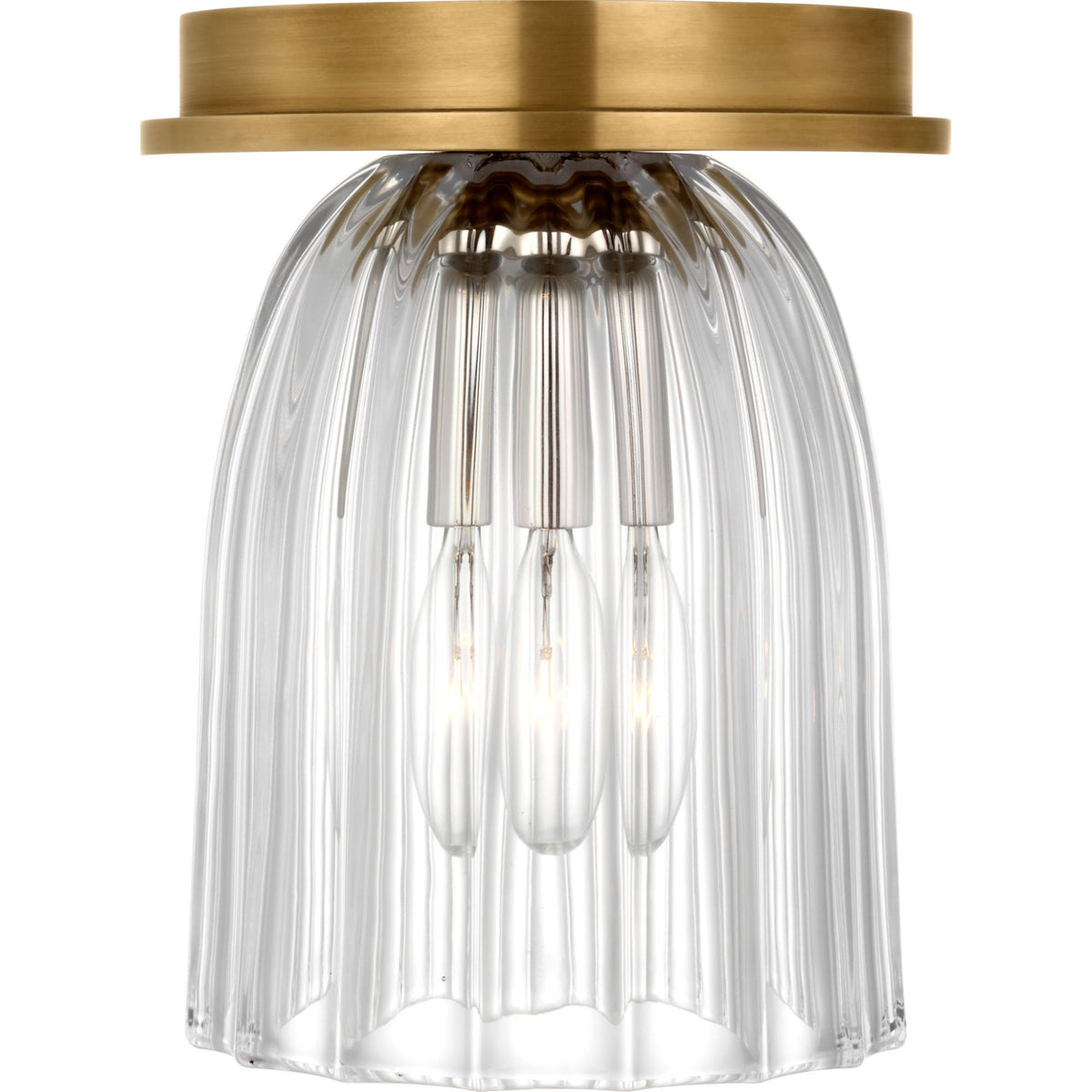 AERIN Asalea 5" Solitaire Flush Mount in Hand-Rubbed Antique Brass with Clear Glass W4.5" x H6.5"