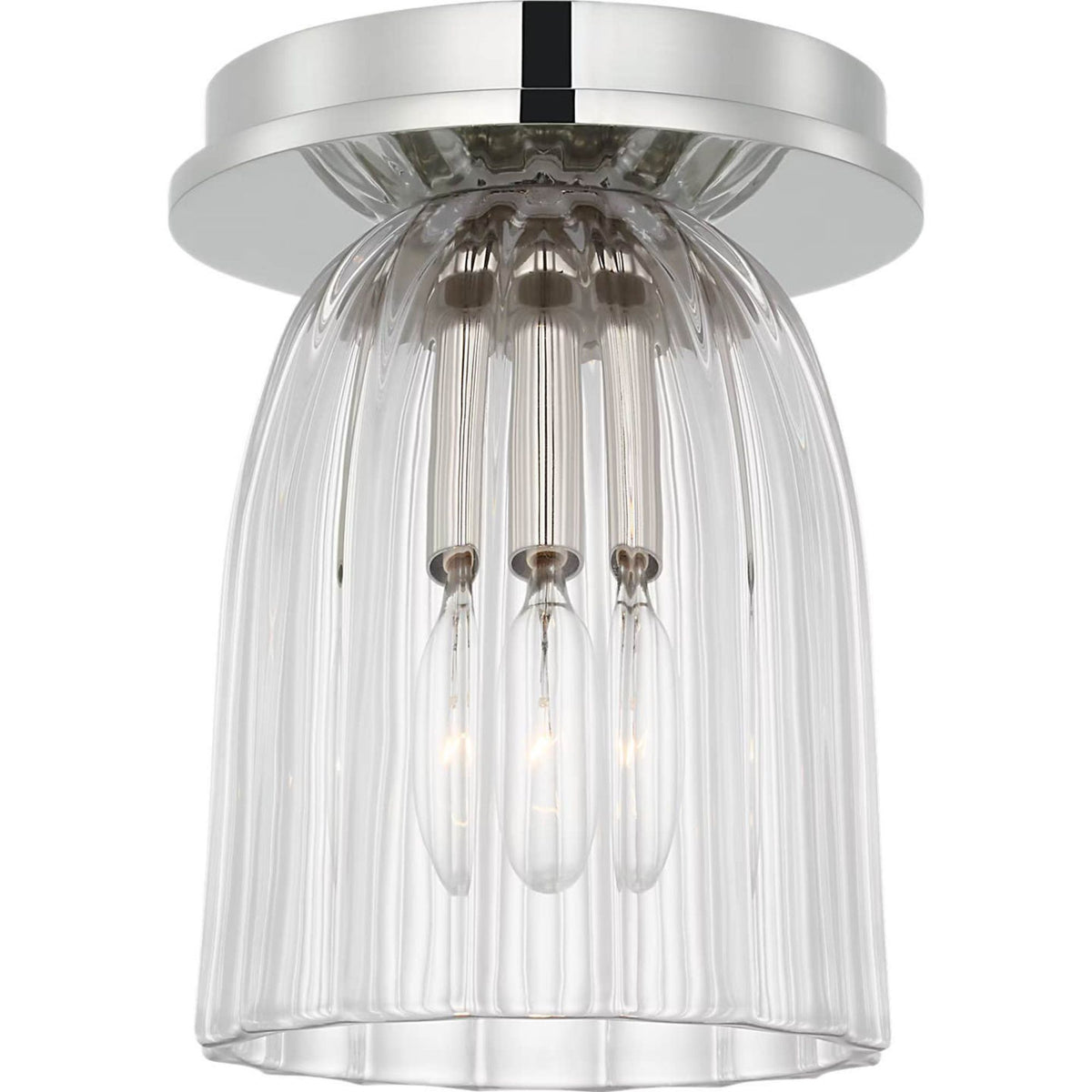AERIN Asalea 5" Solitaire Flush Mount in Polished Nickel with Clear Glass W4.5" x H6.5"