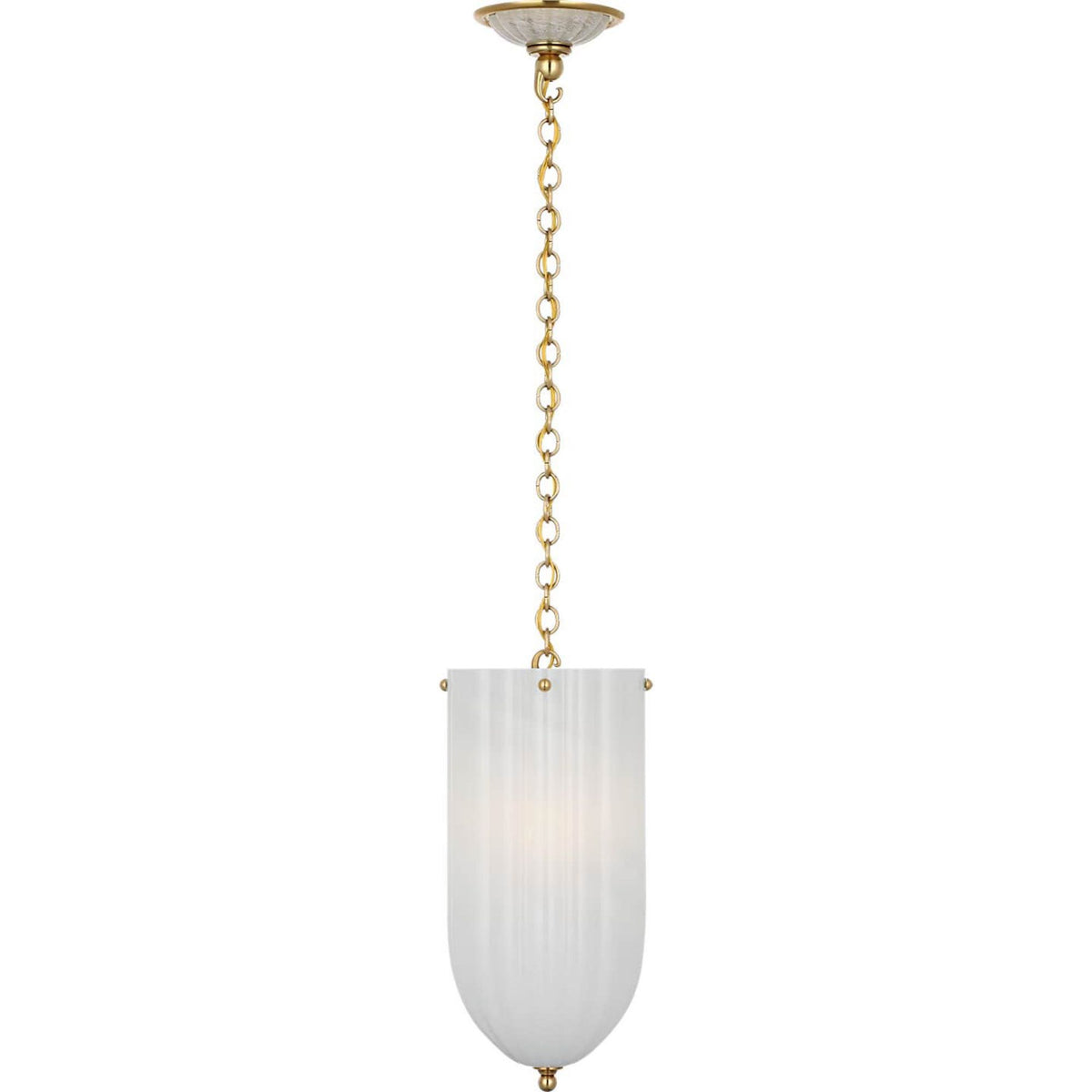 AERIN Rosehill 8" Pendant in Hand-Rubbed Antique Brass with White Strie Glass W8" x H16.5"