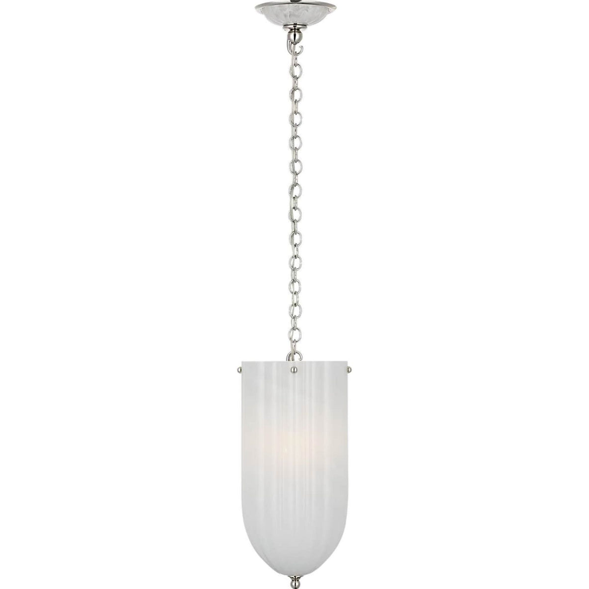 AERIN Rosehill 8" Pendant in Polished Nickel with White Strie Glass W8" x H16.5"