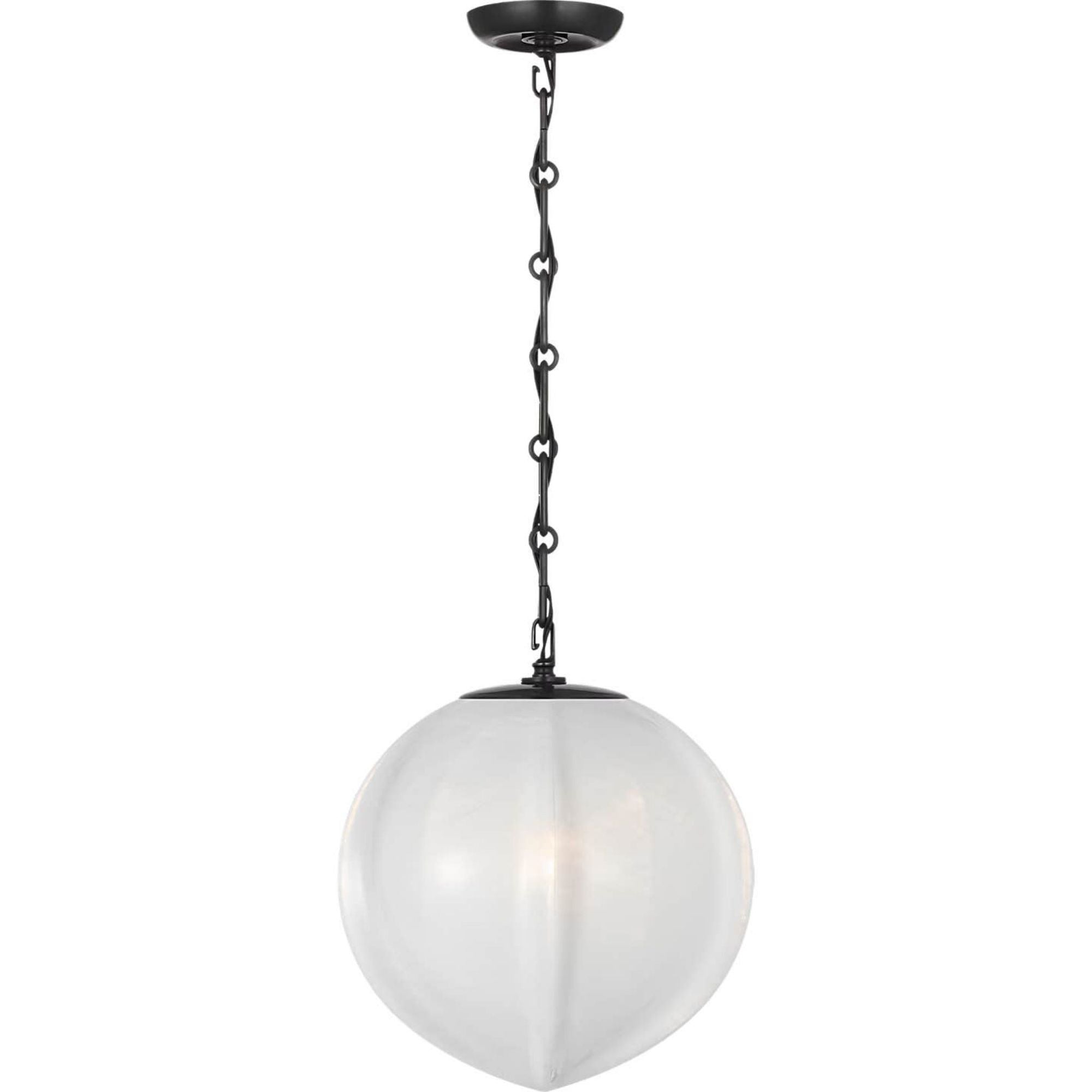 AERIN Rae 13" Pendant in Bronze with White Strie Glass W13" x H15.5"