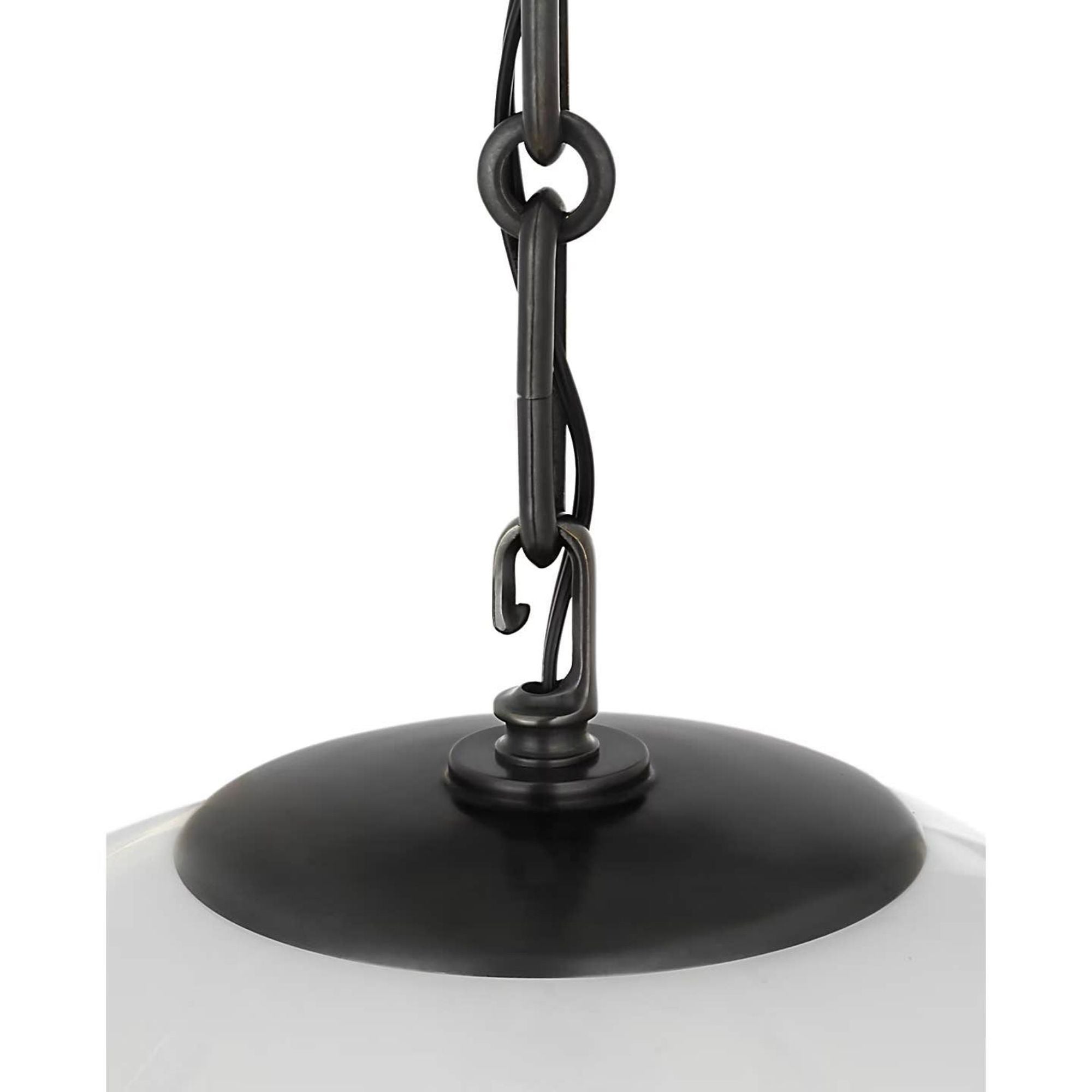AERIN Rae 13" Pendant in Bronze with White Strie Glass W13" x H15.5"