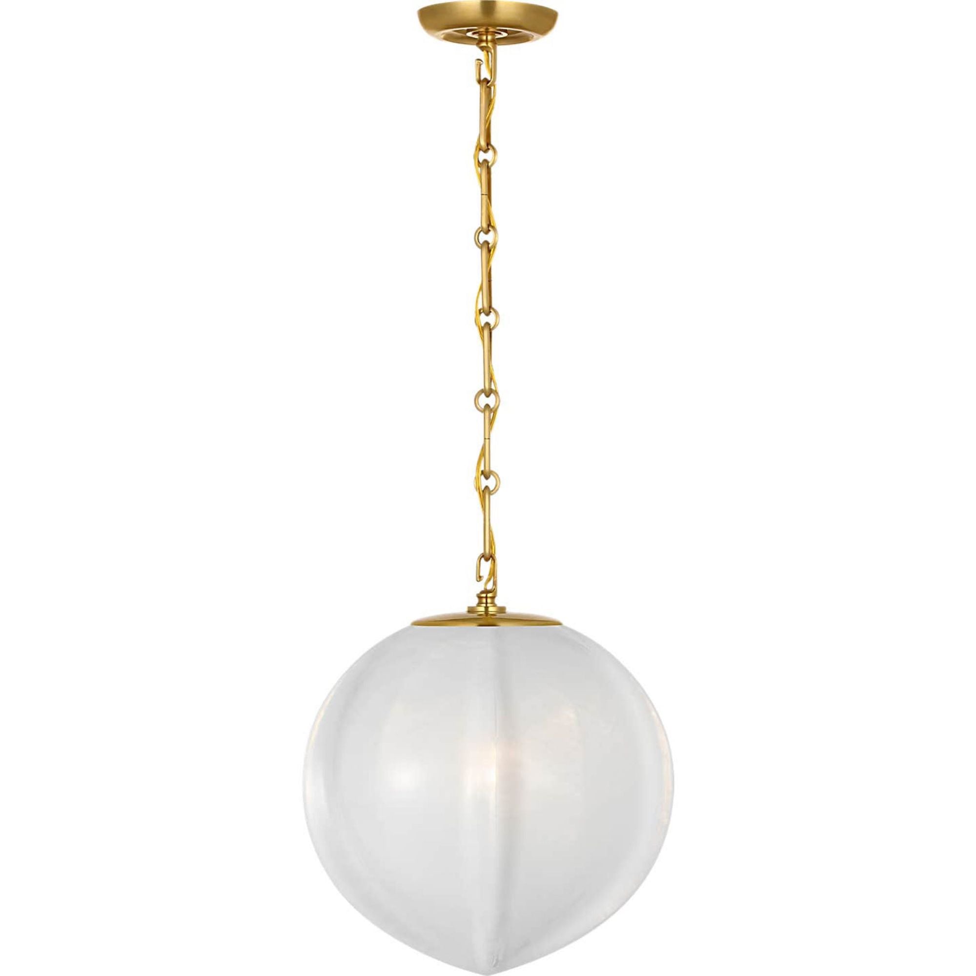 AERIN Rae 13" Pendant in Hand-Rubbed Antique Brass with White Strie Glass W13" x H15.5"
