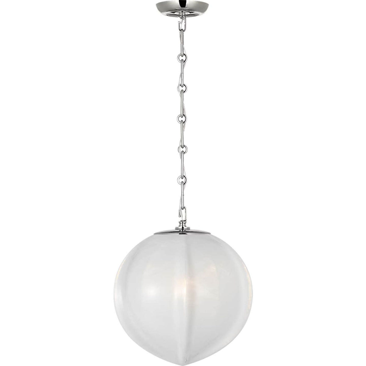 AERIN Rae 13" Pendant in Polished Nickel with White Strie Glass W13" x H15.5"