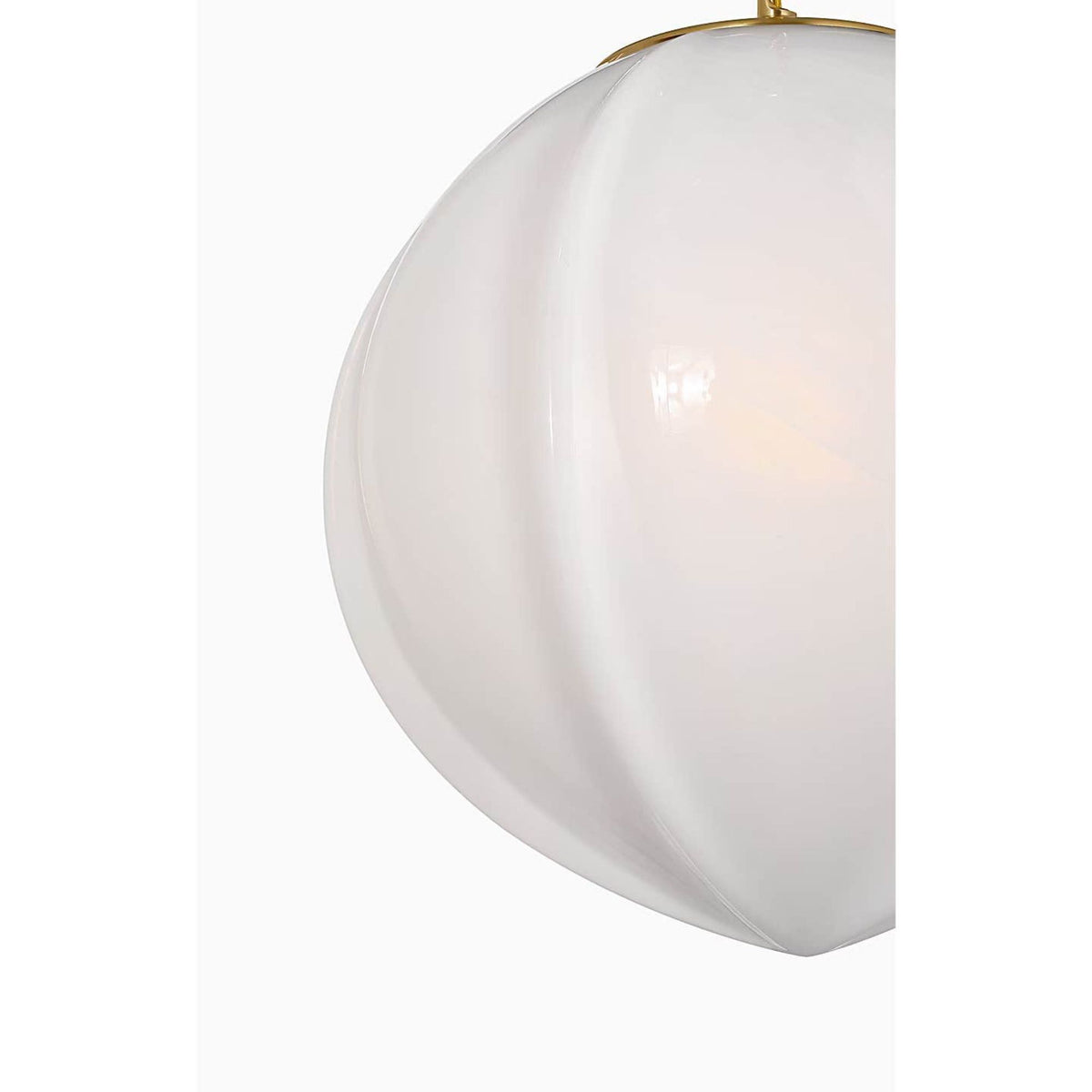 AERIN Rae 17" Pendant in Hand-Rubbed Antique Brass with White Strie Glass W17.25" x H19.5"