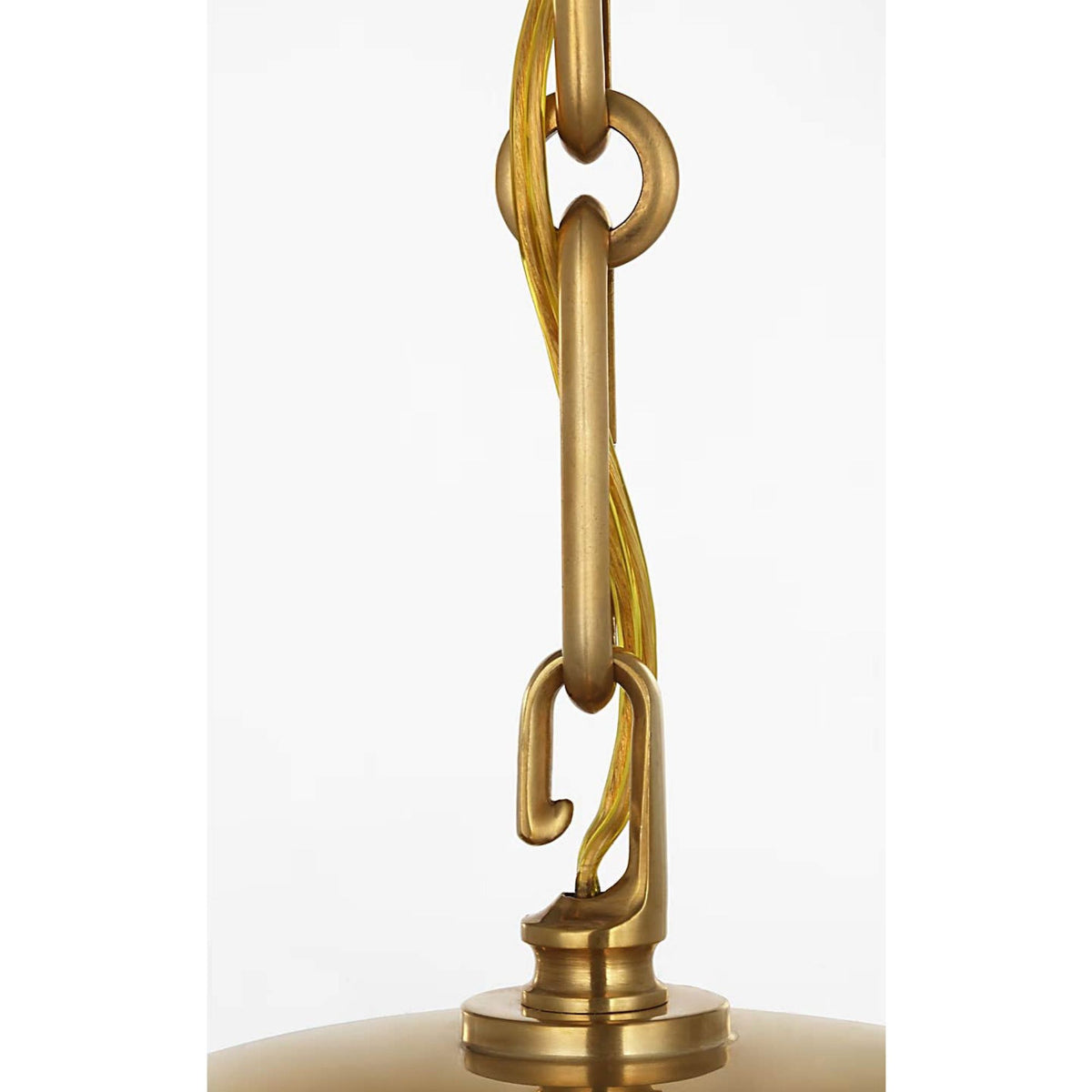 AERIN Rae 17" Pendant in Hand-Rubbed Antique Brass with White Strie Glass W17.25" x H19.5"