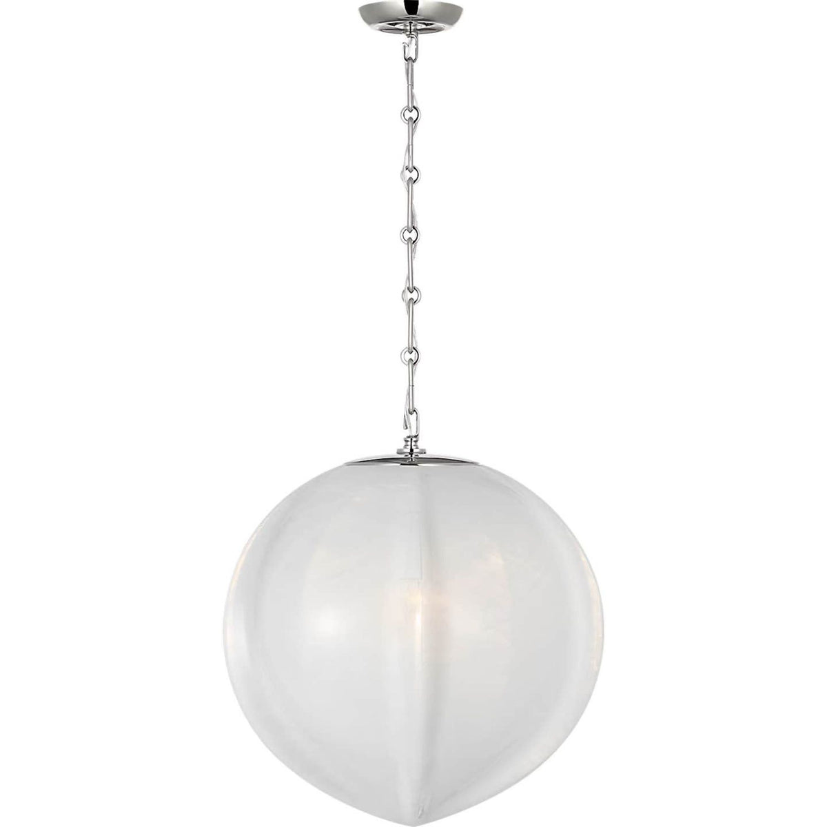 AERIN Rae 17" Pendant in Polished Nickel with White Strie Glass W17.25" x H19.5"