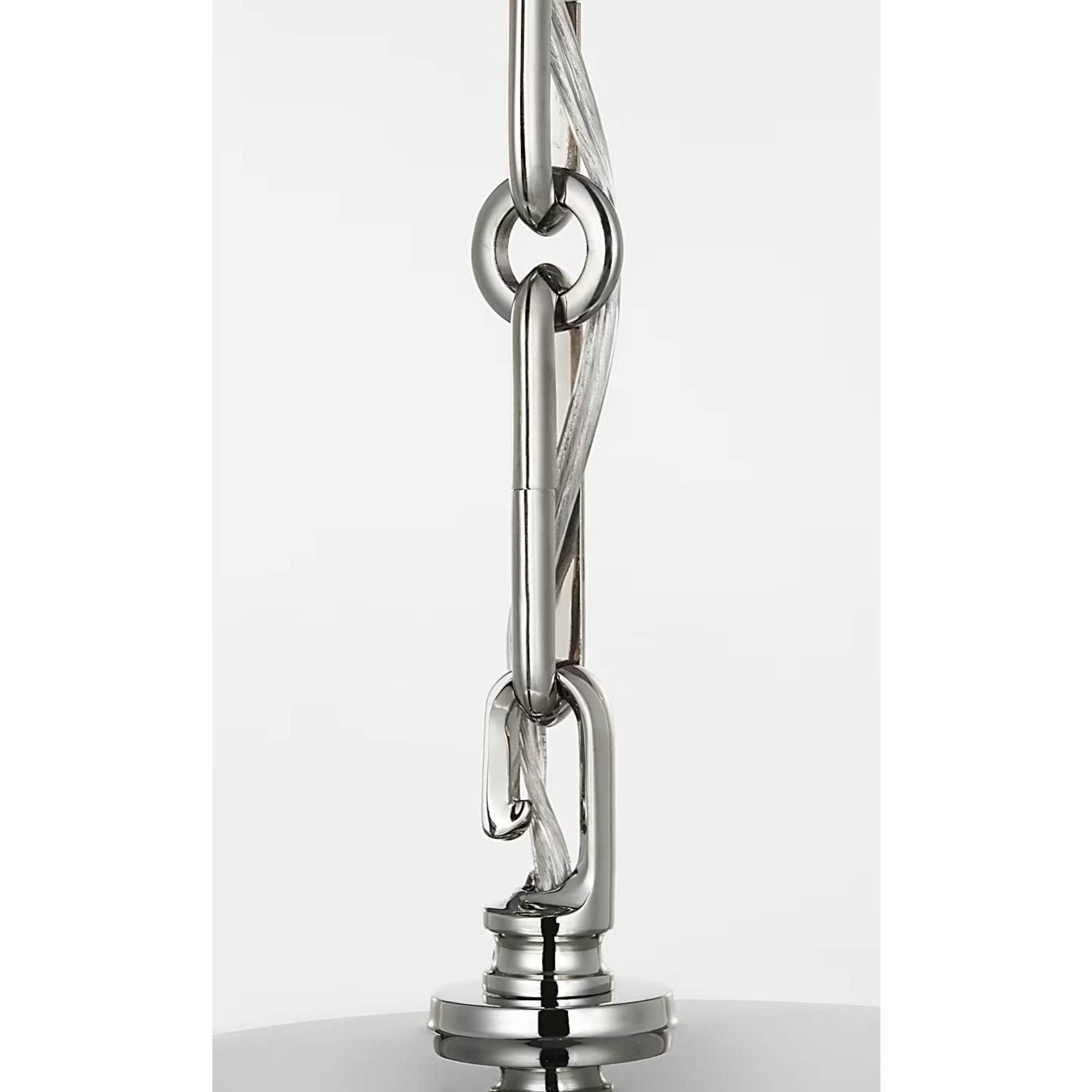 AERIN Rae 17" Pendant in Polished Nickel with White Strie Glass W17.25" x H19.5"