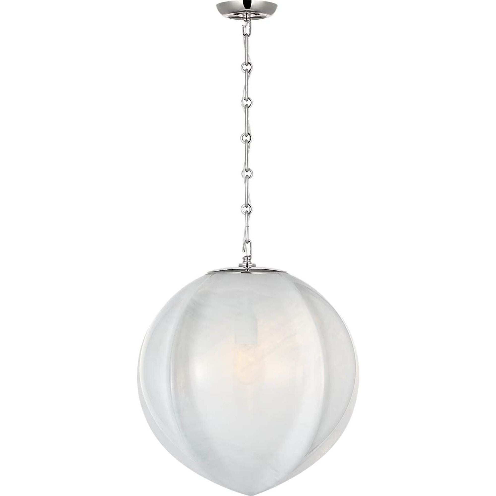 AERIN Rae 17" Pendant in Polished Nickel with White Strie Glass W17.25" x H19.5"