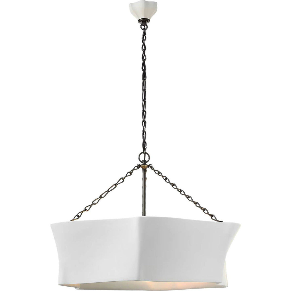 AERIN Ayers 31" Sculptural Chandelier in Bronze and Plaster White W30.5" x H21"